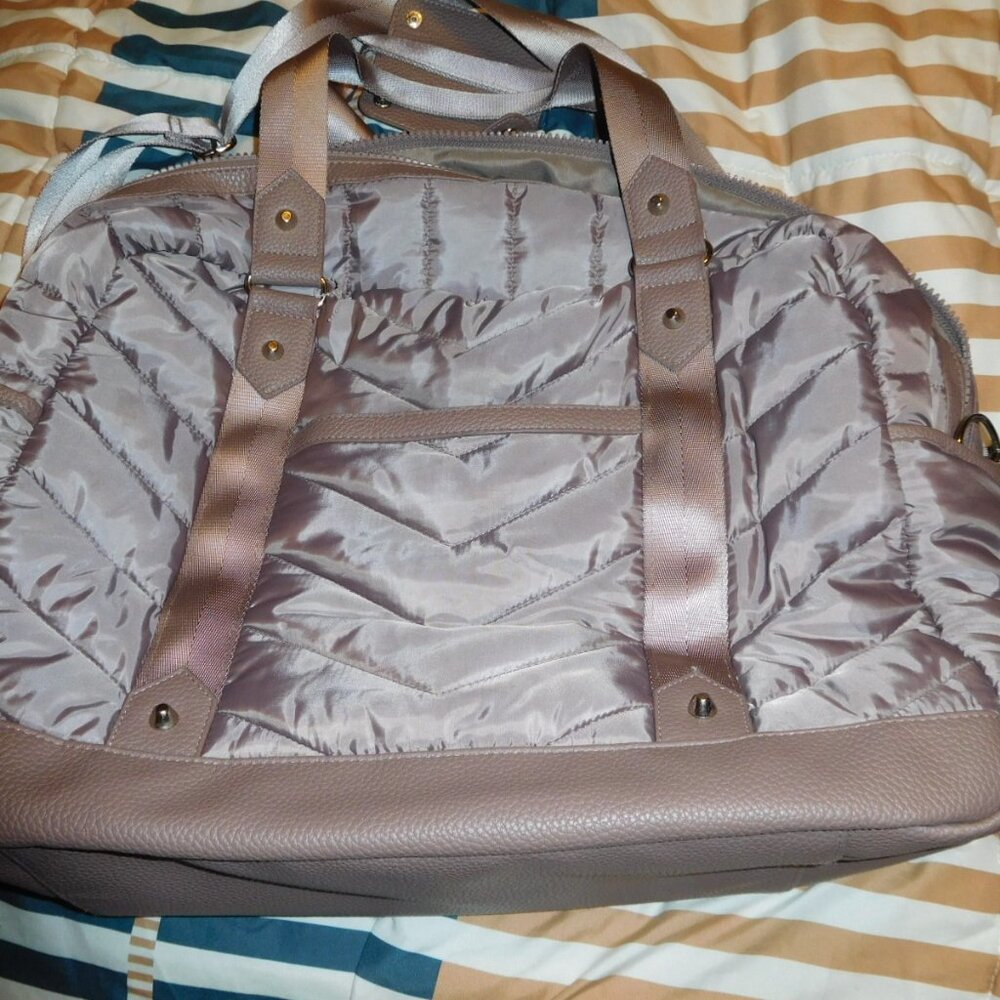 Cynthia Rowley puffy mauve pink weekender tote travel bag w/ computer pocket
